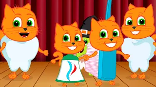 Cats Family in English - Dental Staging Cartoon for Kids