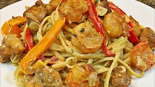 Cajun chicken and shrimp pasta recipe -- Creamy and easy pasta recipe