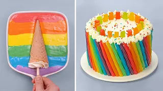 Oddly Satisfying Rainbow Cake Decorating Videos | Fun and Creative Colorful Cake Decorating Ideas