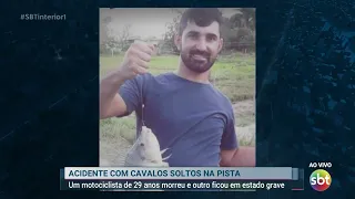 Acidente com cavalos mata um motociclista e deixa outro em estado grave