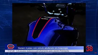 HOMEM É PRESO COM MOTO COM PLACA FALSA EM ARAPONGAS