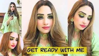 Get ready with me |makeup with pista color dress | episode 1