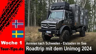 Nr. 1 - Skandinavien Roadtrip mit dem Unimog März 2024 - Anreise nach Schweden - Eisbaden im See