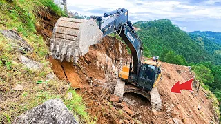 Extreme Risky Road Construction: Watch Excavators Dance on the Edge of a Mountain