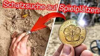 Goldene Riesen Münze mit Metalldetektor gefunden!! Spielplatz Tour XXL (Schatzsuche / Sondeln)