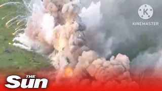 Ukrainian forces blow up Russian ammo in HUGE explosion near Donetsk Airport