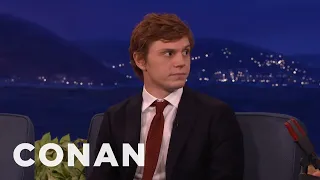 Evan Peters Accidentally Showed Jessica Lange His Junk | CONAN on TBS