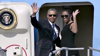 Barack Obama And Michelle Obama Departing In Air Force One
