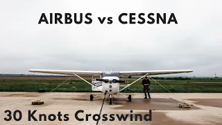 Airbus A320 vs Cessna 172: Crosswind Landing - 30 Knots | San Francisco Intl.