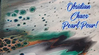 Obsidian Chaos✨️Gorgeous Acrylic Chaos Pearl Pour with a Surprise Twist from Amsterdam Pearl Green!