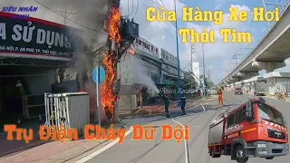 (T86) Xe Cứu Hỏa Đi Chữa Cháy Trụ Điện/ fire truck to fight fire