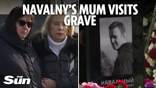 Alexei Navalny's mother visits her son's grave in Moscow as mourners continue to pay their respects