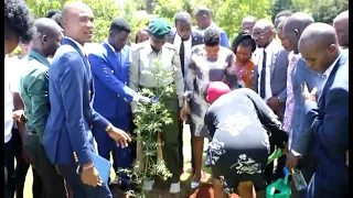 The first Daughter Charlene Ruto Planting a tree in Kisii University. During Youth summit.