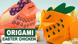 Origami chicken Оригами на Пасху  Курочка корзинка для яйца. Оригамі на Великдень