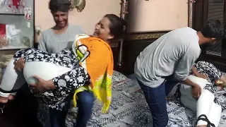 Funny Prank With My Wife While She Sleeping _ Husband Wife Romantic Funny Prank _ Husband Vs Wife