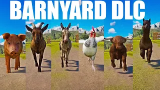 Barnyard DLC Animals Speed Races in Planet Zoo included Chicken Cattle, Pig, Alpaca, Goat, Donkey