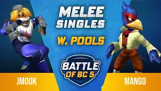 Jmook (Sheik) vs Mang0 (Falco) - Melee Singles Winners Top 48 - Battle of BC 5