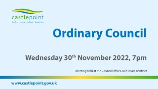 Ordinary Council - Wednesday 30th November 2022