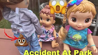 Baby Alive doll has an Accident At The Park!