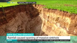 New Zealand rainfall causes opening of massive sinkhole