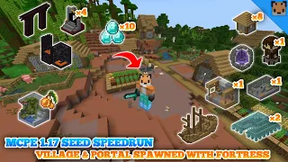 Minecraft pe 1.17 Seed Speedrund - Village & portal spawned / Bastion & Fortress with diamond armor