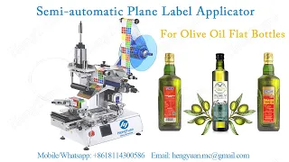 Semi automatic Plane Label Applicator for olive oil flat bottles