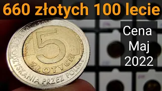 660 złotych za 5 złotych 100 lecie odzyskanie przez Polskę niepodległości Destrukt ceny Maj 2022