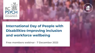 Webinar: International Day of People with Disabilities - Improving inclusion and workforce wellbeing