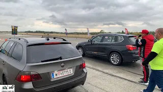 BMW e61 530D BiTurbo vs BMW X3 3.0 BiTurbo drag race 1/4 mile 🚦🚗 - 4K