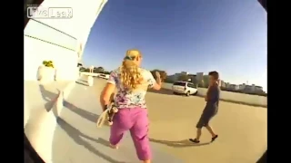 Crazy Lady Tries To Steal Kid's Skateboard!