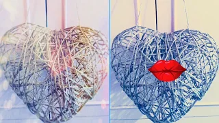 Большое сердце из шпагата, или ниток! Big heart made of jute threads! #мастеркласссердце #oksana_cha