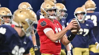 Notre Dame Football Practice Clips — Sam Hartman  In Action - April 1, 2023