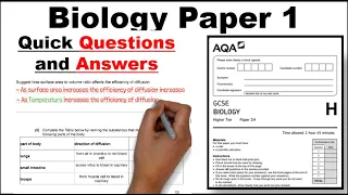 Biology Paper 1 Cell Biology Quick Revision Questions and Answers! 2024