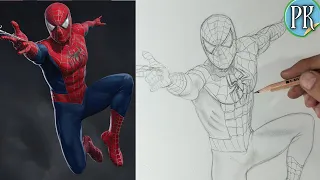 How to draw Tobey Maguire spiderman || full outline Tutorial /very easy