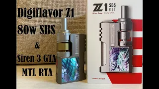 Digiflavor Z1 80w SBS Mod & Siren 3 GTA MTL RTA | Solid & trendy MTL RTA kit | Full review