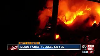 Person dies in fiery 8-vehicle wreck on I-75 north in New Tampa