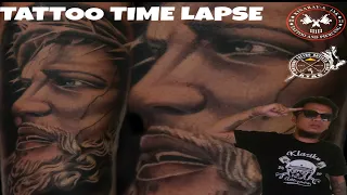 Black and Grey Jesus Christ (tattoo time lapse)