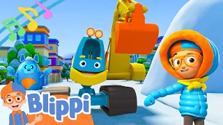 Snowy Excavator Song | BLIPPI Wonders | Educational Songs For Kids