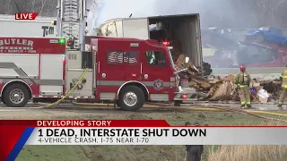1 dead, another injured in fiery semi-truck crash; I-75 closed