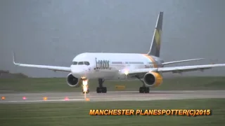 Condor Boeing 757-330 D-ABOL On TCX2512 Taxing + Taking Off At Manchester Airport On 23/10/2015