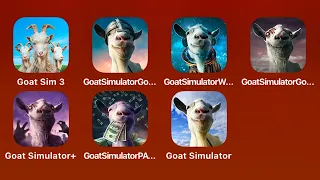 All "Goat Simulator" Games: Goat Simulator 3,MMO,Waste of Space,Trick or Bleat,Goat City Bay,Payday