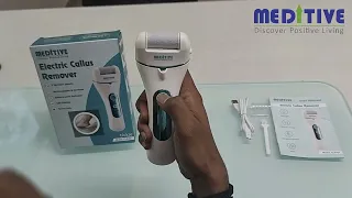 MEDITIVE Callus Remover with 3 Interchangeable Head Rollers, Rechargeable & Dead Skin Removal