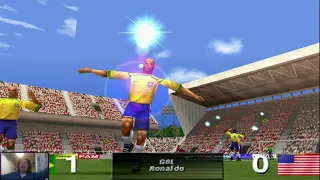 Retrogaming con Ronaldo V Football [PS1]. Brasile - USA con Ronaldo e Rivaldo in attacco