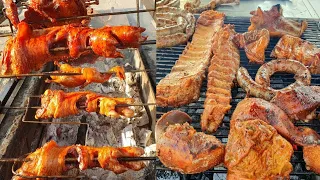 Super! BBQ Dinner for Meat - Grilled Pork's Legs & Pork Chops Duck & PAKLOV,l Cambodia's Greatest