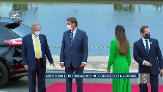 Presidente Jair Bolsonaro chega ao Palácio do Congresso para abertura do ano legislativo de 2022