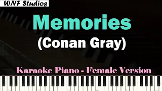 Conan Gray - Memories Karaoke Piano (Female Key)