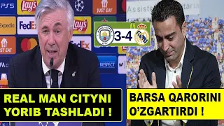 REAL MAN CITYNI TOR-MOR QILDI, BARSA XAVI BO'YICHA QARORINI O'ZGARTIRDI, MAN CITY 3:4 REAL VA BOSHQA