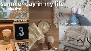 summer productive day in my life | мой продуктивный день летом | study in cafe, coffee, walk