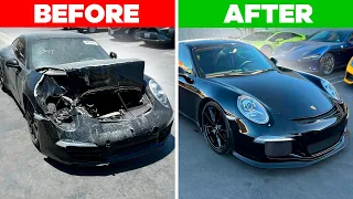 REBUILDING A WRECKED 991 PORSCHE CARRERA IN 10 MINUTES RECAP