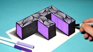 How to Draw 3D Letter F / Cool Spiral Drawing Pattern - Amazing Trick Art by Jon Harris